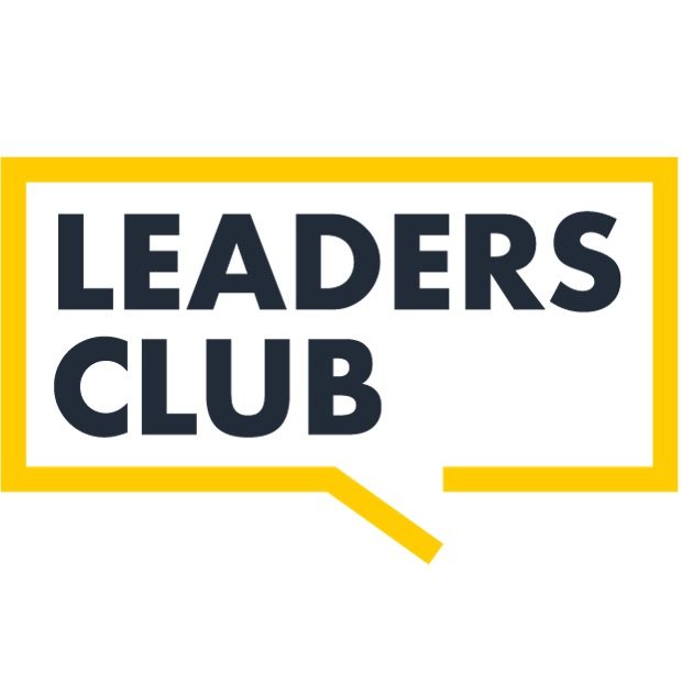 Logo des Leaders Club mit gelbem Sprechblasenrahmen und modernem Schriftzug.