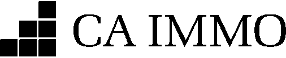 Logo von CA Immo, ein Immobilienunternehmen, in schwarz-weiß.