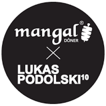 Logo für Mangal Döner, Kooperation mit Lukas Podolski, schwarzer Hintergrund.